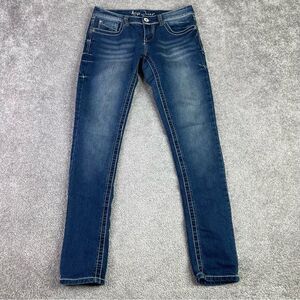 Ariya Jeans Women’s 3/4 Blue Skinny Low Rise Dark Denim Stretch Y2K